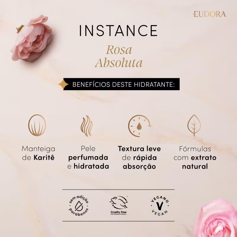 CREME HIDRATANTE DESODORANTE CORPORAL INSTANCE ROSA ABSOLUTA 400ML